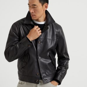 Grained leather jacket