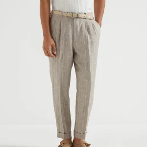 Wide chalk stripe trousers
