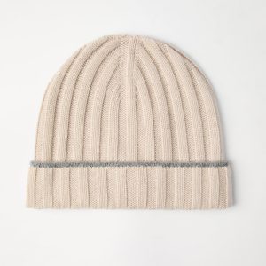 Cashmere rib knit beanie