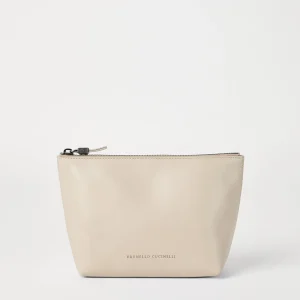 Calfskin clutch bag with monili
