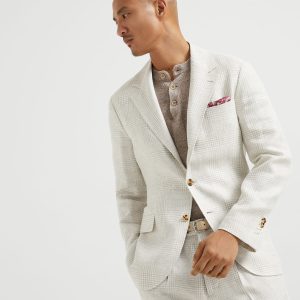 Diagonal twill unconstructed blazer