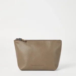 Leather clutch bag with monili