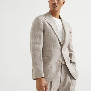 Wide chalk stripe deconstructed blazer