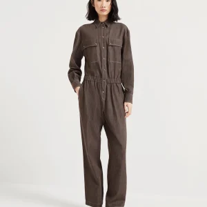 Lightweight no-fade denim jumpsuit