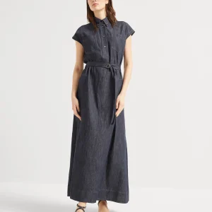 Twill chemisier dress with monili