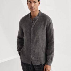 Mandarin collar shirt