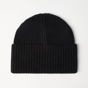 Cashmere rib knit beanie