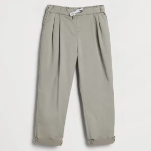 Trousers with double pleats and drawstring