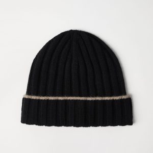 Cashmere rib knit beanie