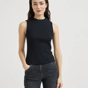 Ribbed jersey top