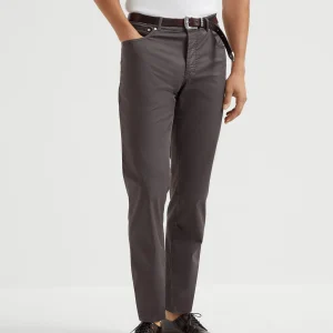 Gabardine garment dyed trousers