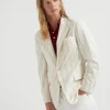 Chalk stripe deconstructed blazer