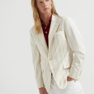 Chalk stripe deconstructed blazer