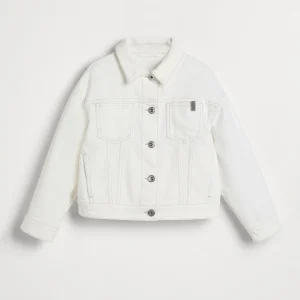 Denim outerwear jacket with monili
