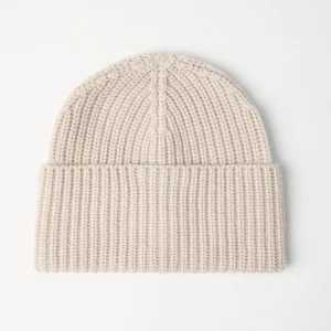 Cashmere rib knit beanie