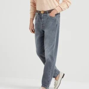 Greyscale denim trousers
