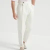 D??lav?? linen and silk twill trousers