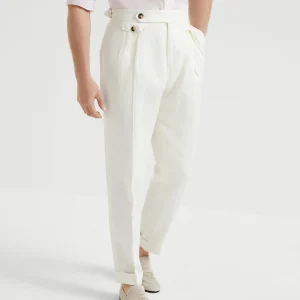 D??lav?? linen and silk twill trousers