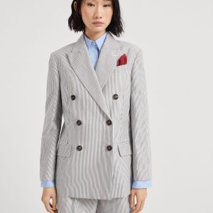 Striped twill blazer