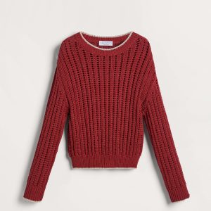 Ribbed openwork sweater