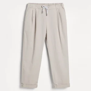 Trousers with double pleats and drawstring