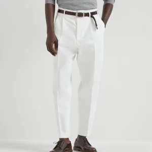 Gabardine garment dyed trousers