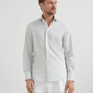 Striped poplin shirt