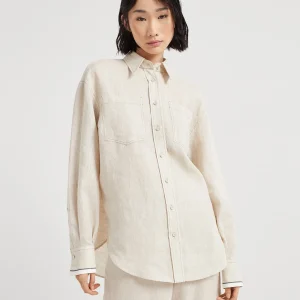 Linen shirt with monili