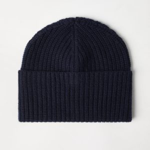 Cashmere rib knit beanie