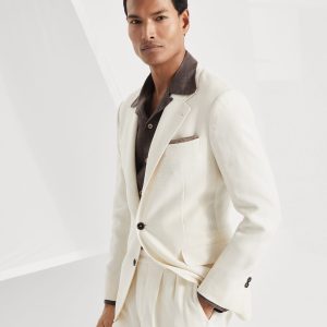 Diagonal twill unconstructed blazer