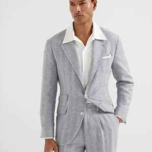 Diagonal twill unconstructed blazer