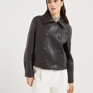 Crop caban jacket with monili