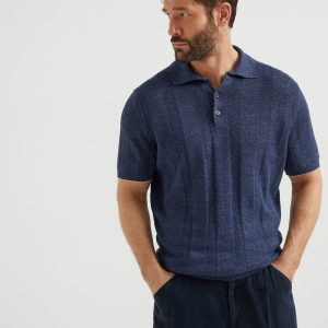 Rib knit polo
