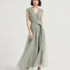 Crispy silk dress with monili