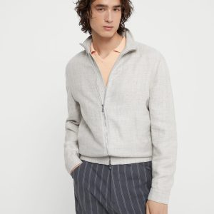 Diagonal twill bomber jacket