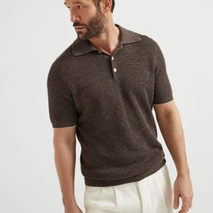 Half English rib knit polo
