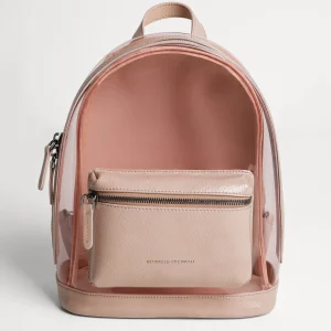 PVC and sleek leather backpack