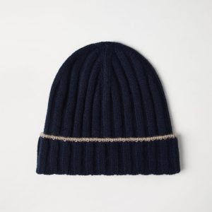 Cashmere rib knit beanie