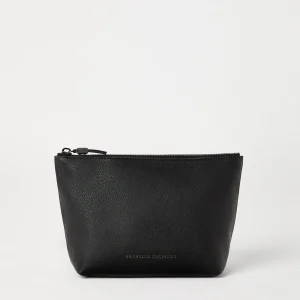 Leather clutch bag with monili