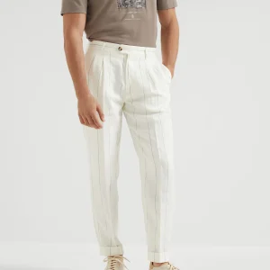 Wide chalk stripe trousers