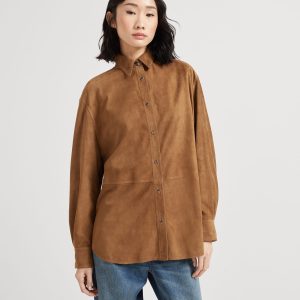 Suede shirt with monili