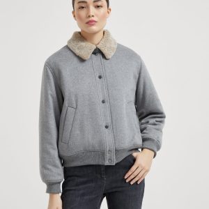 Cashmere and vicu?a bomber jacket