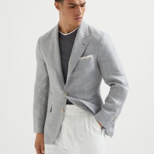 Diagonal twill unconstructed blazer