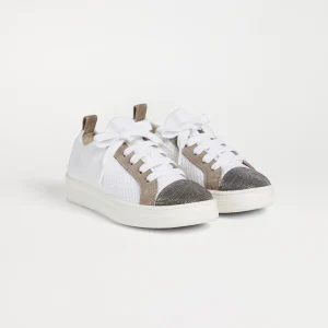 Knit and suede sneakers