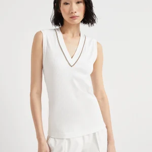 Ribbed jersey top