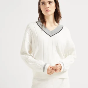Cotton sweater with monili